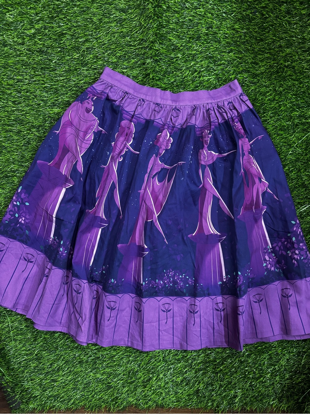 Disney Hercules Illustration Midi Skirt with Pleated Hem